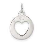 Circle with Cut-Out Heart Charm in Sterling Silver