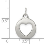 Circle with Cut-Out Heart Charm in Sterling Silver