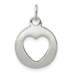 Sterling Silver Polished Circle with Punch Out Heart Charm