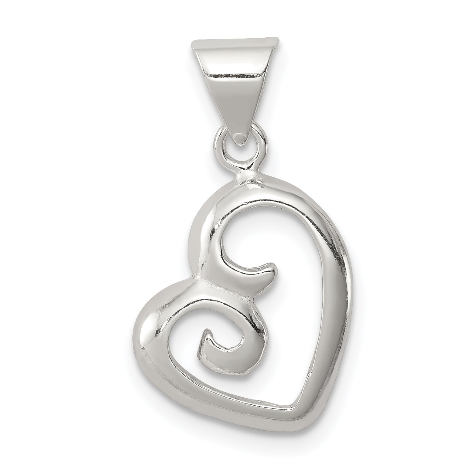 Sterling Silver Polished Fancy Swirl Heart Pendant Main image