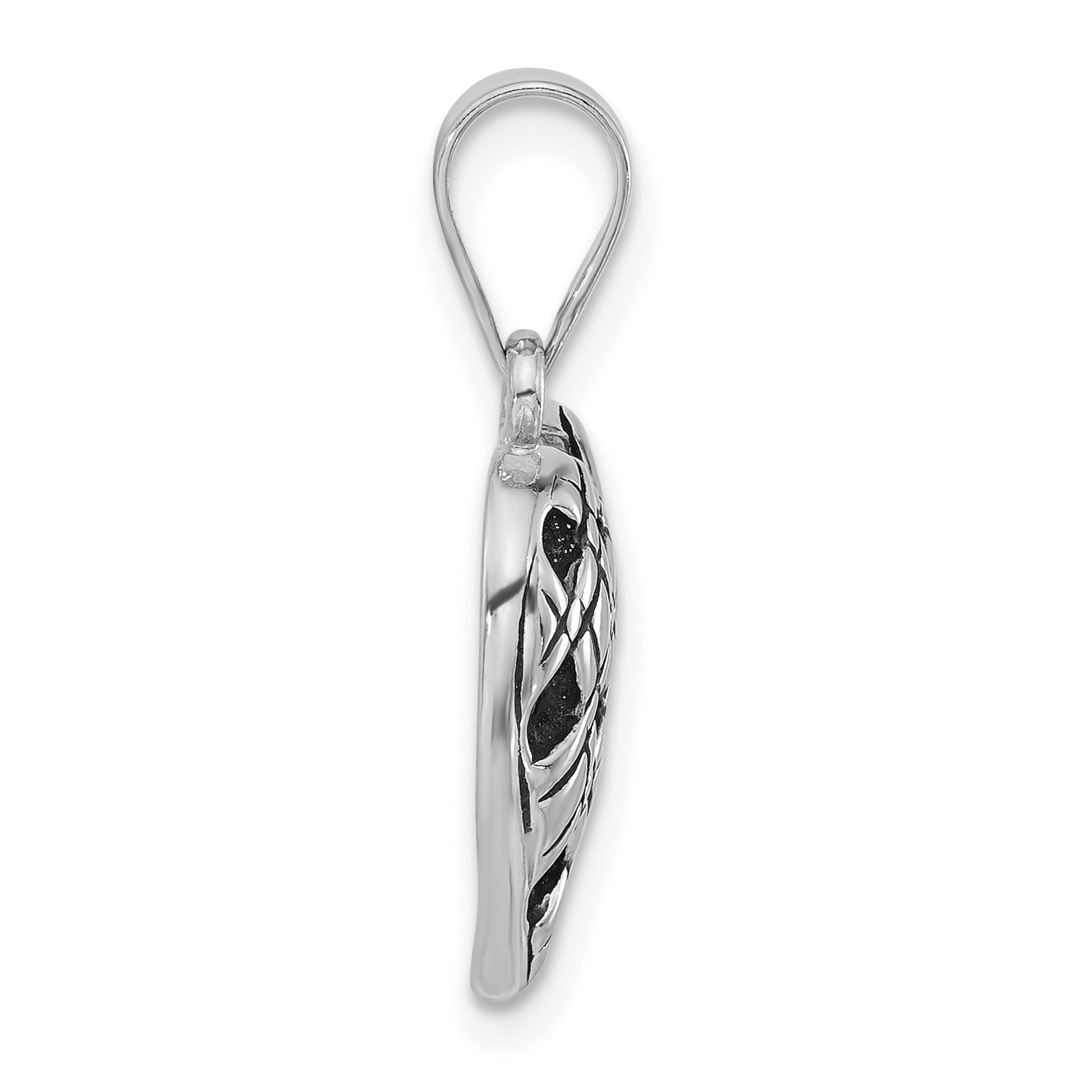 Sterling Silver 925 Heart Pendant with Textured Antiqued Finish for Women