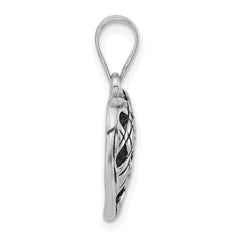 Sterling Silver 925 Heart Pendant with Textured Antiqued Finish for Women