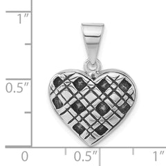 Sterling Silver 925 Heart Pendant with Textured Antiqued Finish for Women