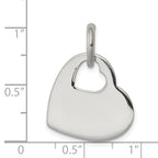 Sterling Silver 925 Polished Heart Charm with Cut-Out Design