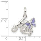 Mom Butterfly Enameled Charm in Sterling Silver