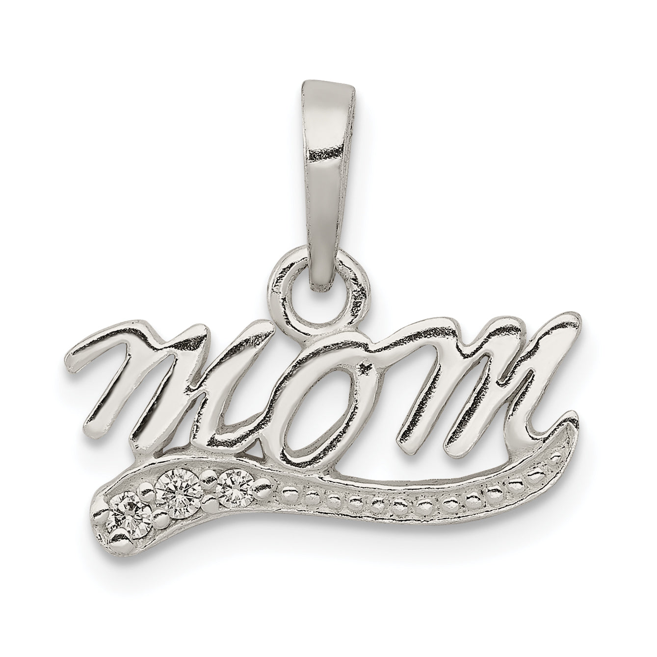 Sterling Silver CZ Polished Mom Pendant Main image