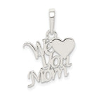 Sterling Silver 925 We Love You Mom Pendant with Polished Finish
