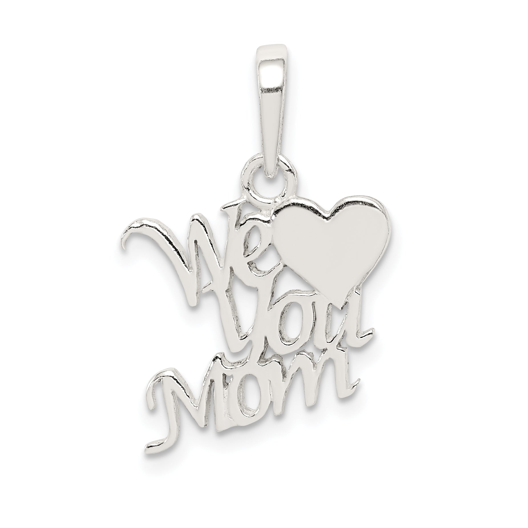 Sterling Silver 925 We Love You Mom Pendant with Polished Finish