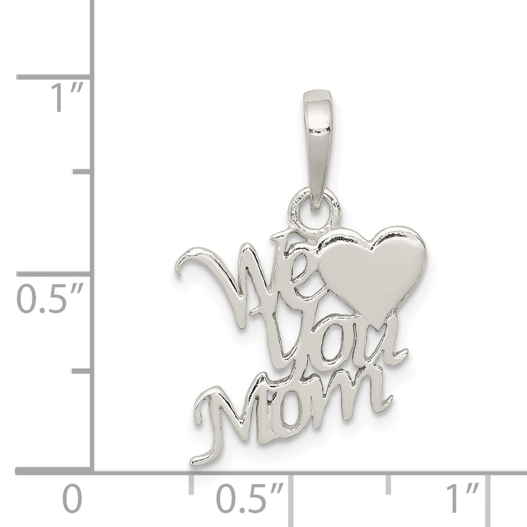 Sterling Silver 925 We Love You Mom Pendant with Polished Finish