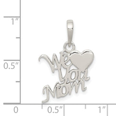 Sterling Silver 925 We Love You Mom Pendant with Polished Finish
