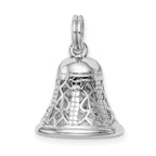 Sophia Jewelers Sterling Silver Bell Charm with Polished Rhodium Finish