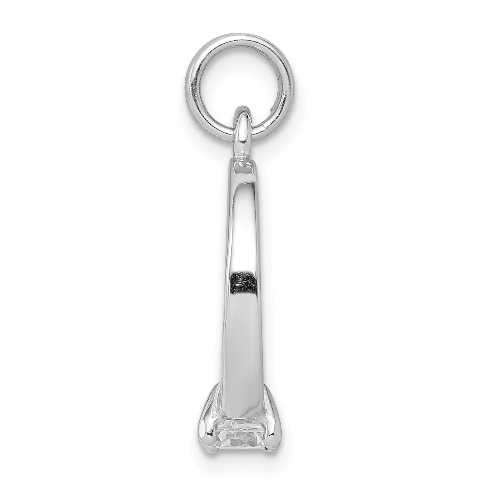 Sterling Silver CZ Polished Ring Charm with Rhodium Finish Secondary image