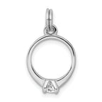 Sterling Silver CZ Polished Ring Charm with Rhodium Finish