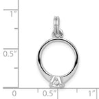 Sterling Silver CZ Polished Ring Charm with Rhodium Finish
