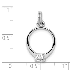 Sterling Silver CZ Polished Ring Charm with Rhodium Finish
