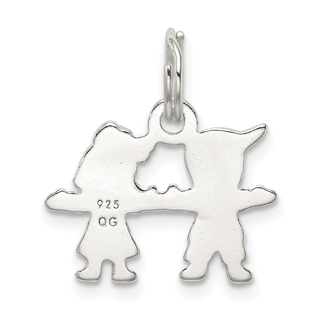 Sterling Silver 925 Boy and Girl Charm with Polished Anti-Tarnish Finish