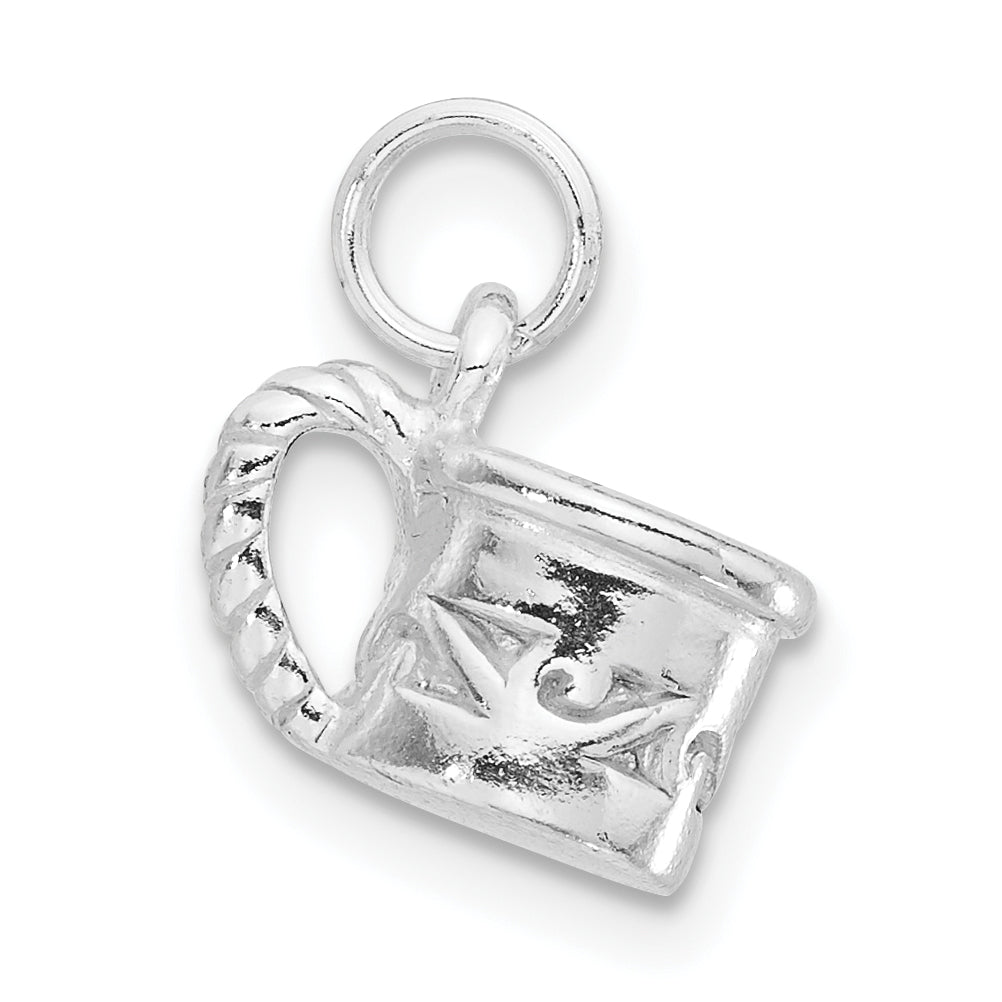 Sterling Silver 925 Polished 3D Mug Charm Elegant Themed Pendant Secondary image