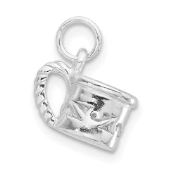 Sterling Silver 925 Polished 3D Mug Charm Elegant Themed Pendant