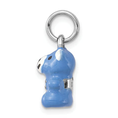 Sophia Jewelers Sterling Silver Blue Teddy Bear Charm with Rhodium Polish
