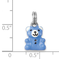 Sophia Jewelers Sterling Silver Blue Teddy Bear Charm with Rhodium Polish