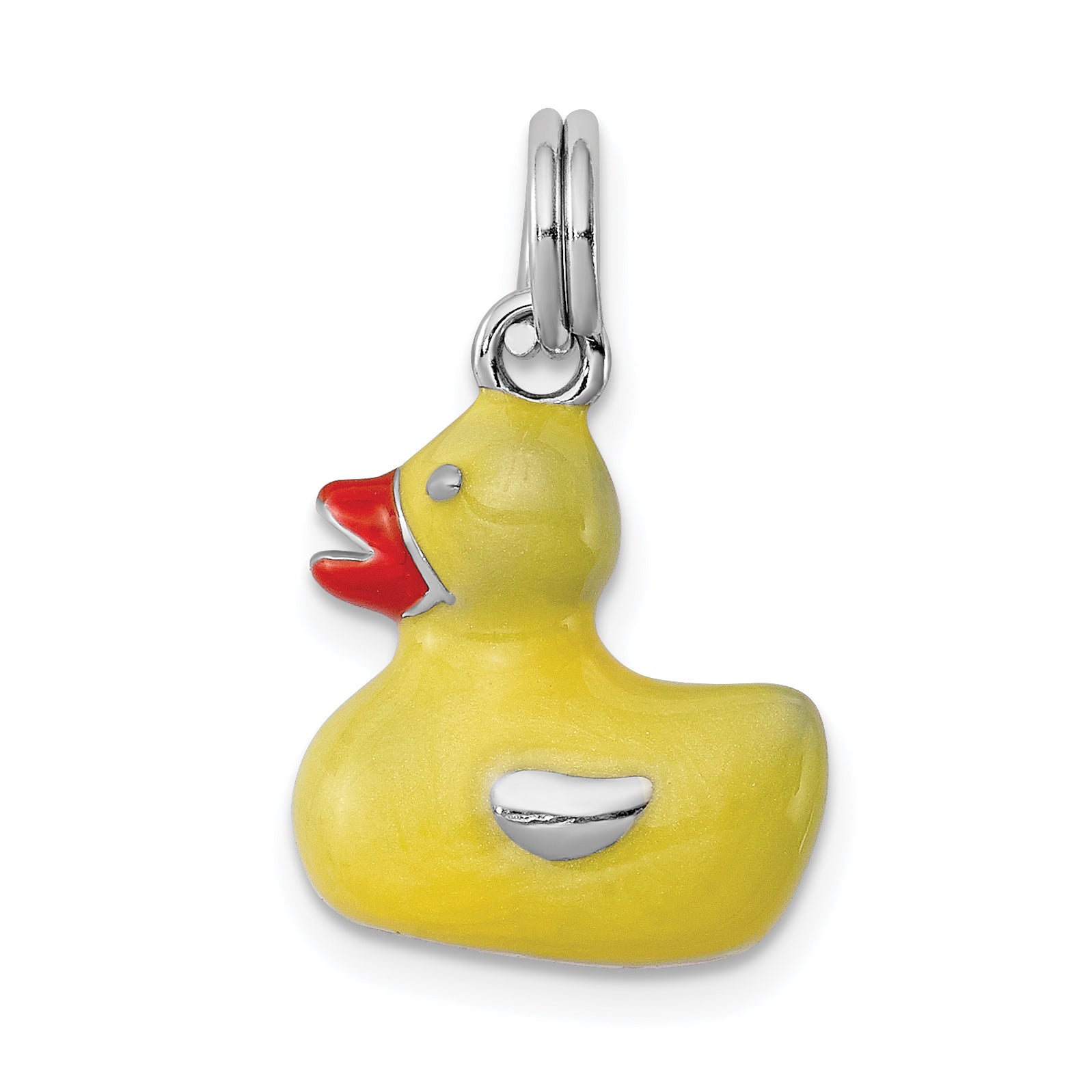 Sterling Silver Rhodium-plated Enamel Duck Charm Main image