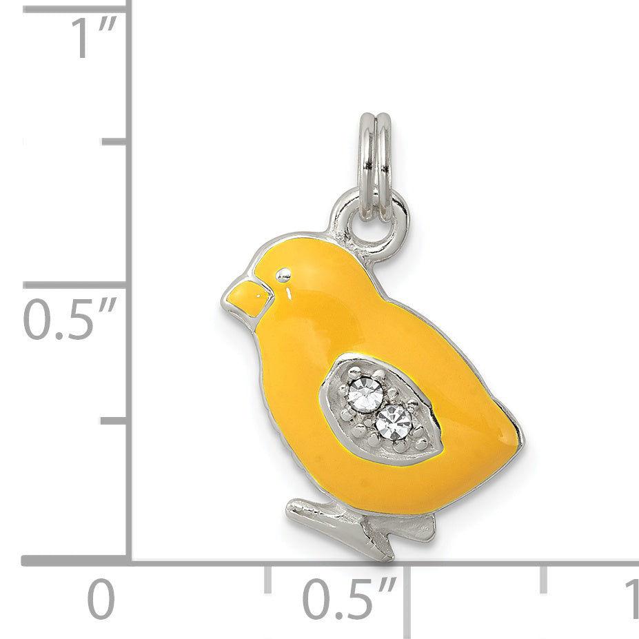 Sophia Jewelers Sterling Silver Enameled Chick Charm with Preciosa Crystal