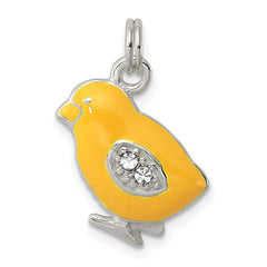 Sterling Silver Preciosa Crystal Enameled Yellow Baby Chick Charm