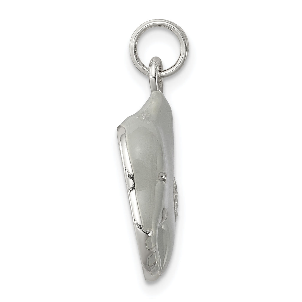 Sophia Jewelers Sterling Silver Elephant Charm with Grey Enamel and CZ