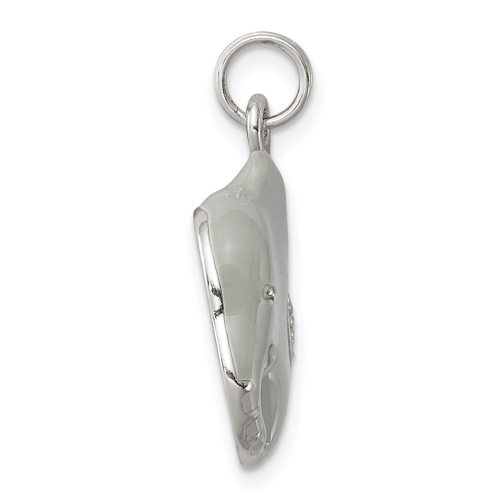 Sophia Jewelers Sterling Silver Elephant Charm with Grey Enamel and CZ