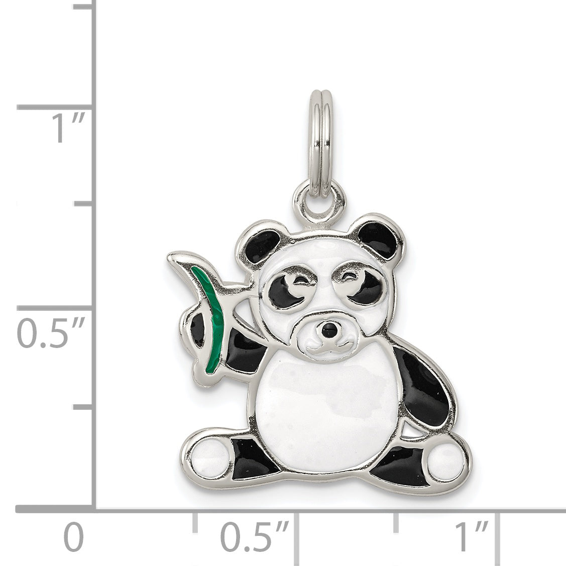 Sterling Silver 925 Panda Bear Charm with Enamel Finish for Kids