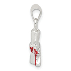 Sterling Silver Enamel Diploma Charm with Anti-Tarnish Casted Finish