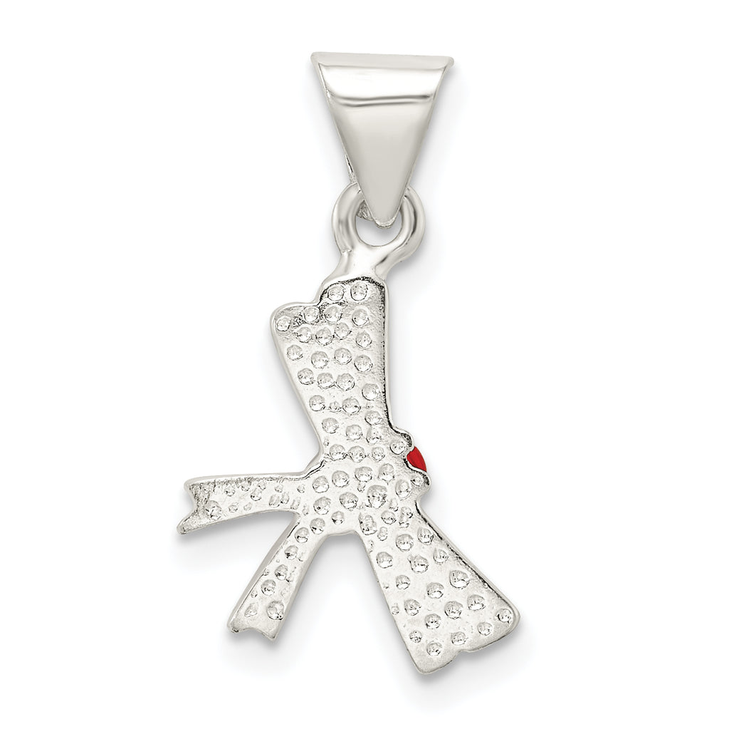 Sterling Silver Enamel Diploma Charm with Anti-Tarnish Casted Finish
