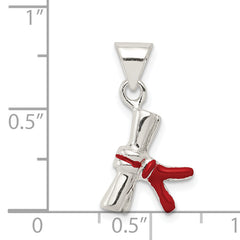 Sterling Silver Enamel Diploma Charm with Anti-Tarnish Casted Finish