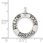 Sterling Silver 925 Polished Follow Your Dreams Charm Pendant  Elegant & Durable