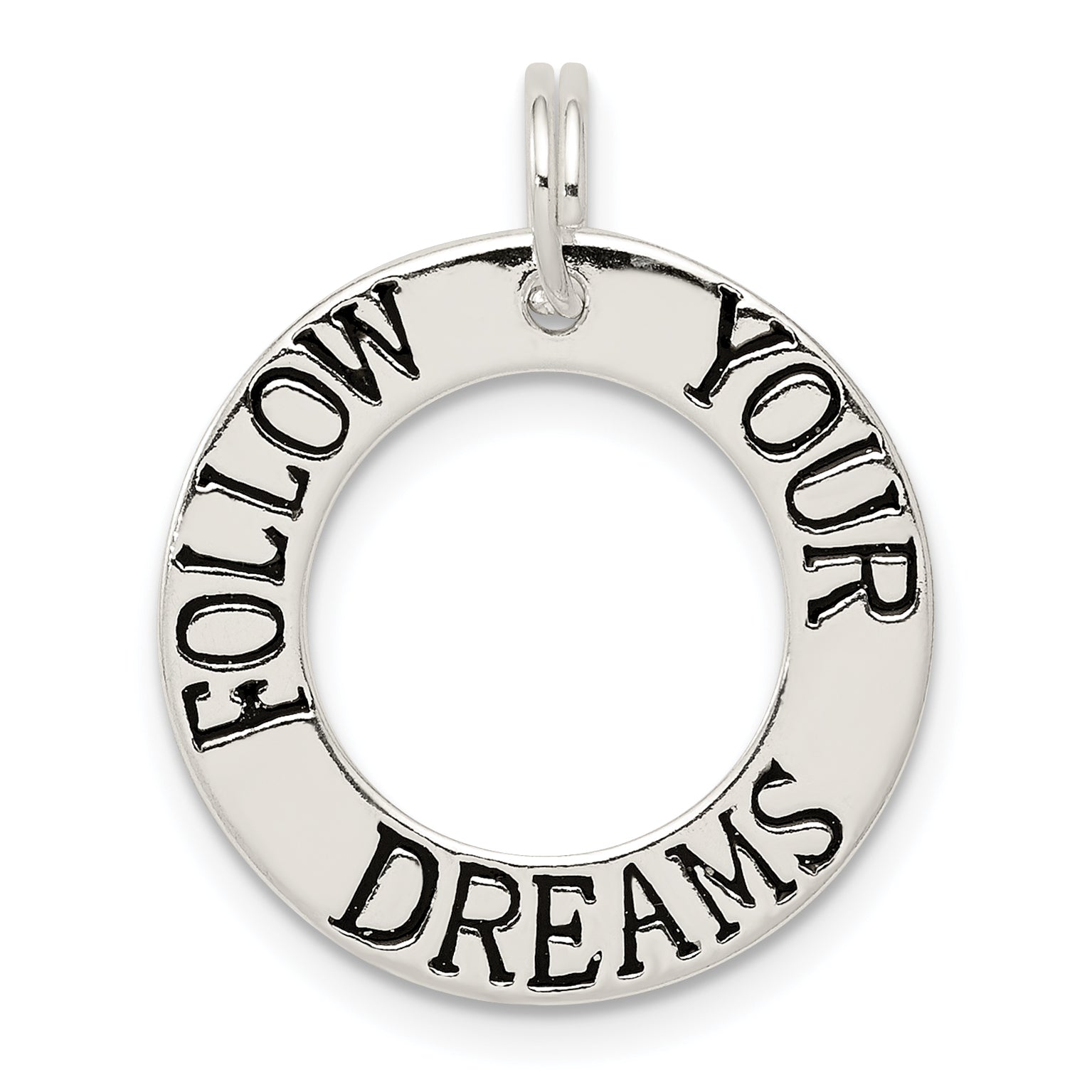 Sterling Silver Polished Enameled Follow Your Dreams Circle Charm Main image