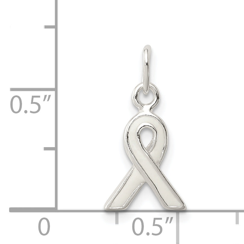 Sterling Silver 925 Awareness Charm with White Enamel Polished Finish