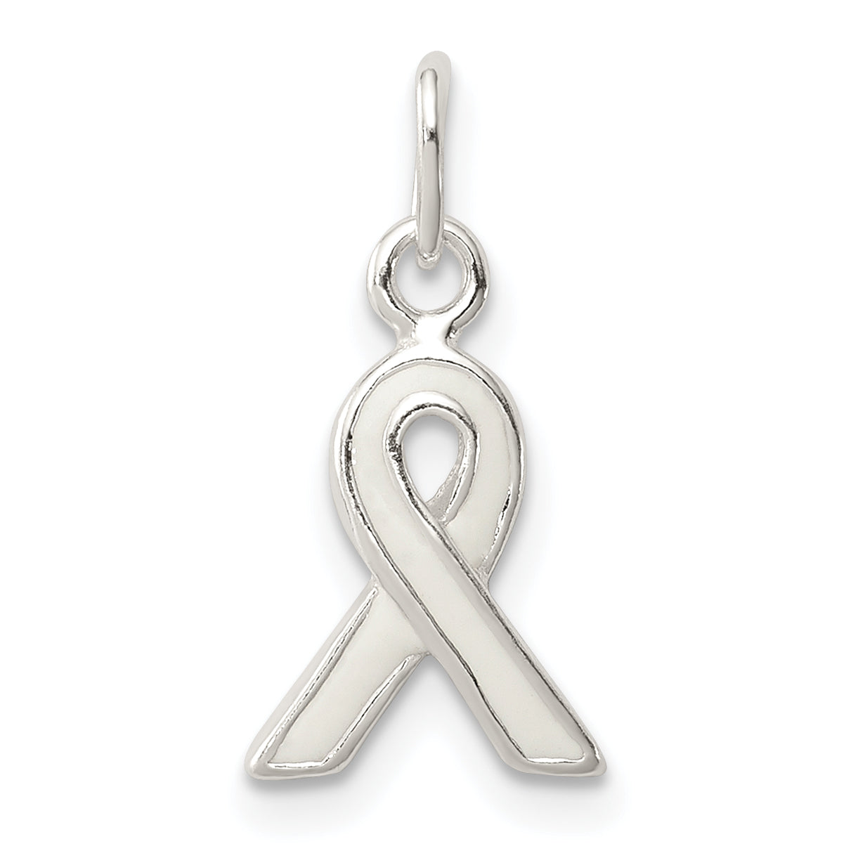 Sterling Silver White Enameled Awareness Charm Main image