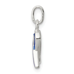 Sterling Silver 925 Blue Enameled Awareness Charm Polished Finish