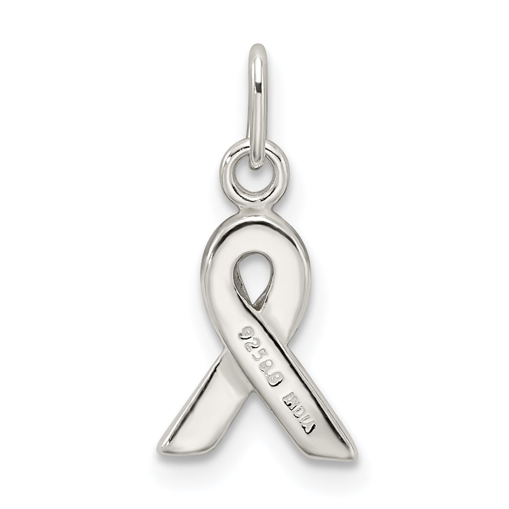 Sterling Silver Green Enameled Awareness Charm with Polished Finish