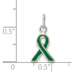 Sterling Silver Green Enameled Awareness Charm with Polished Finish