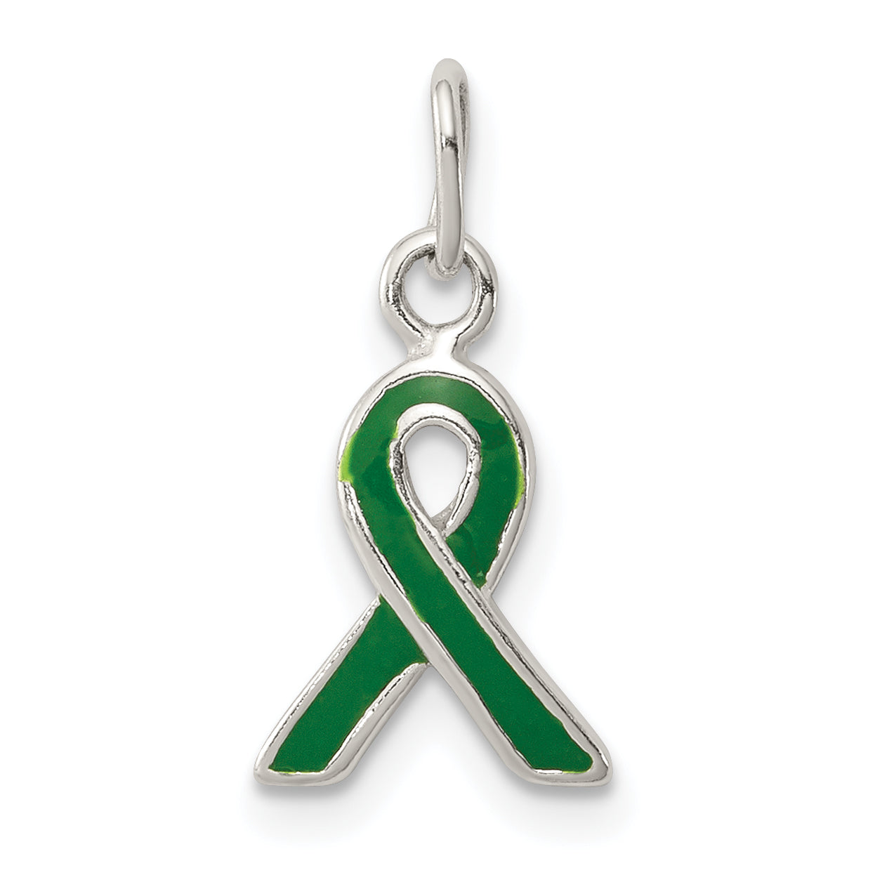 Sterling Silver Green Enameled Awareness Charm Main image