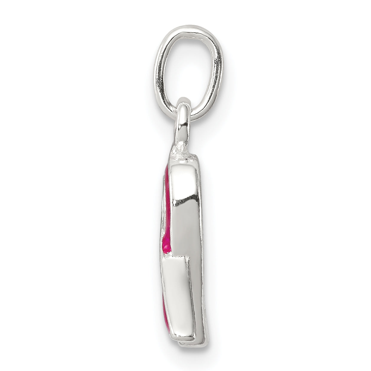 Sterling Silver 925 Pink Enameled Awareness Charm with Polished Finish Secondary image
