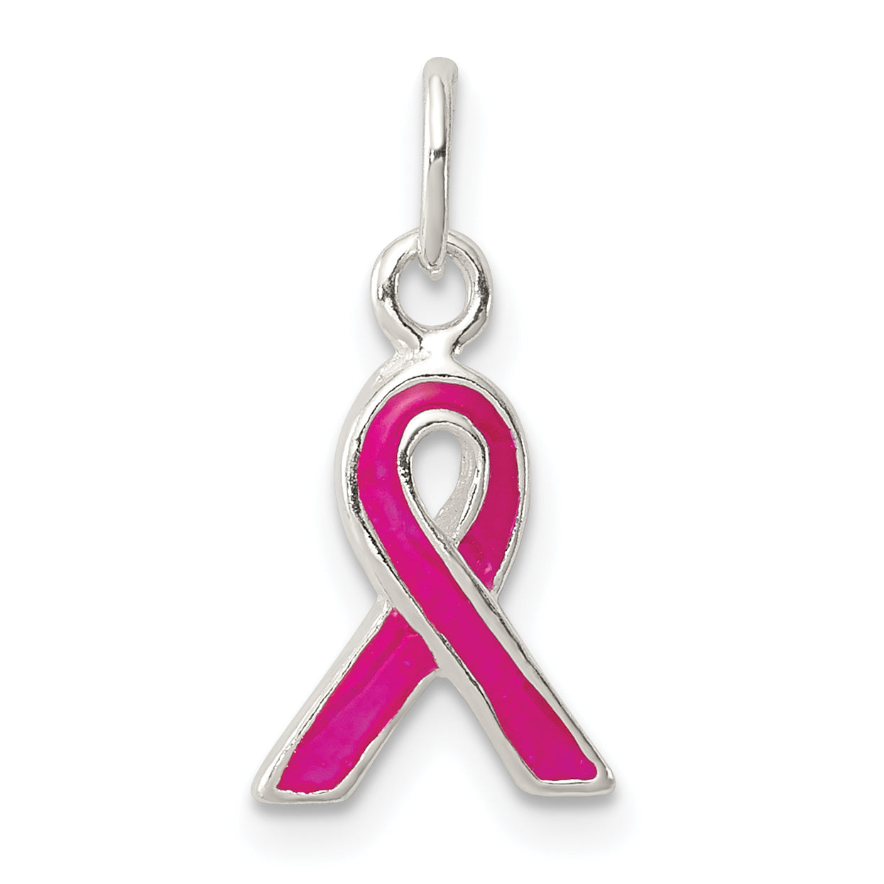 Sterling Silver Pink Enameled Awareness Charm Main image