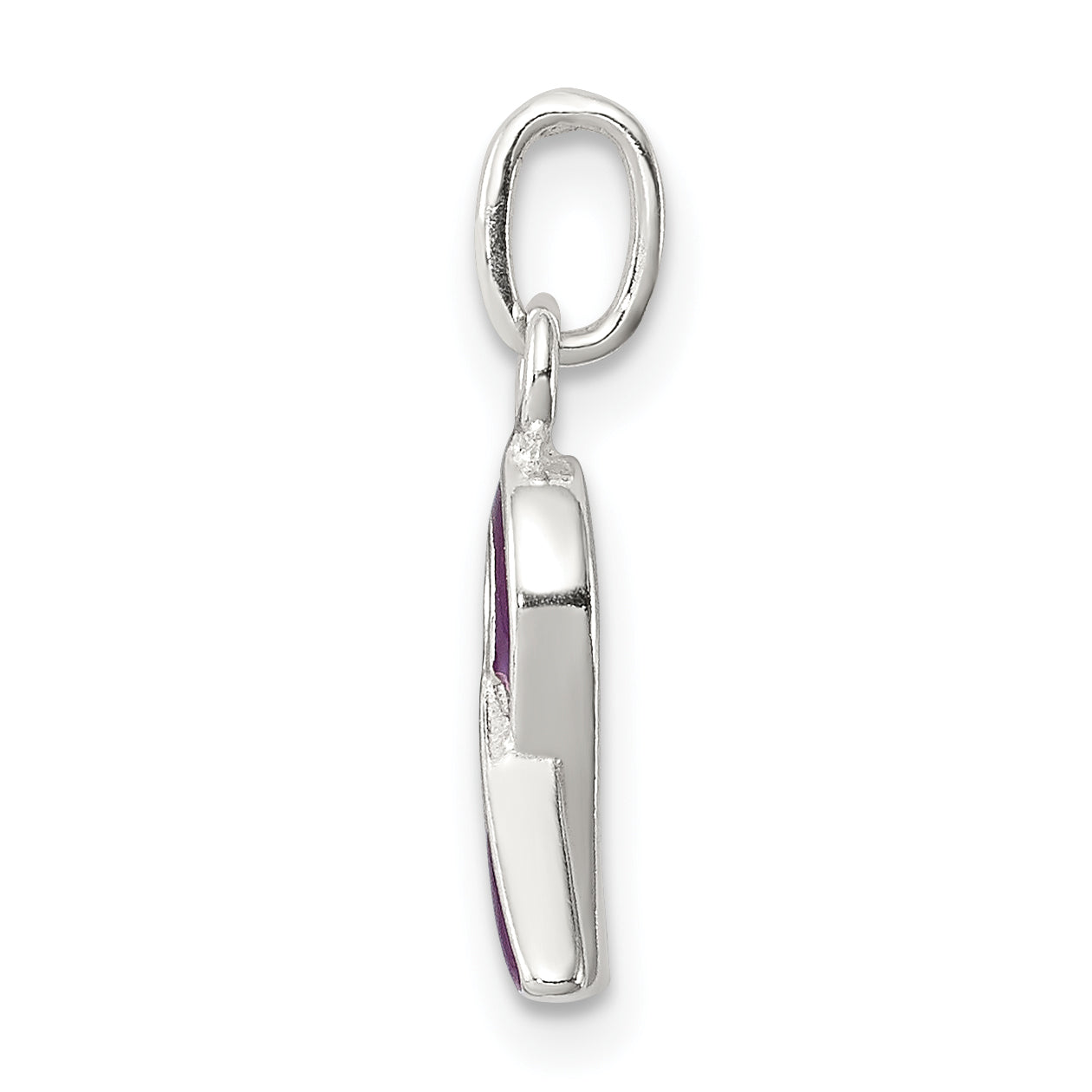Sterling Silver 925 Polished Purple Enameled Awareness Charm