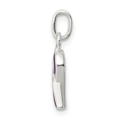 Sterling Silver 925 Polished Purple Enameled Awareness Charm