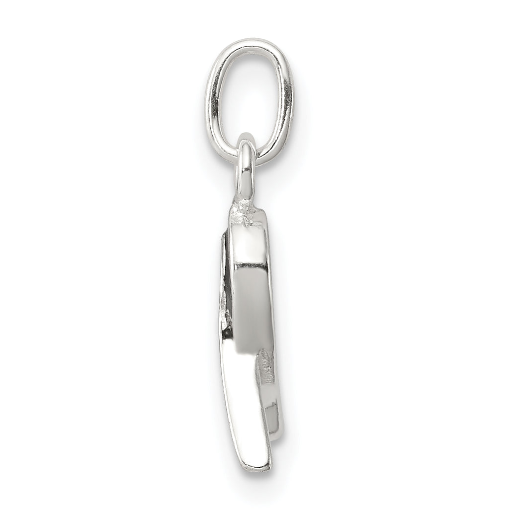Sterling Silver 925 Black Enameled Awareness Charm Polished Finish