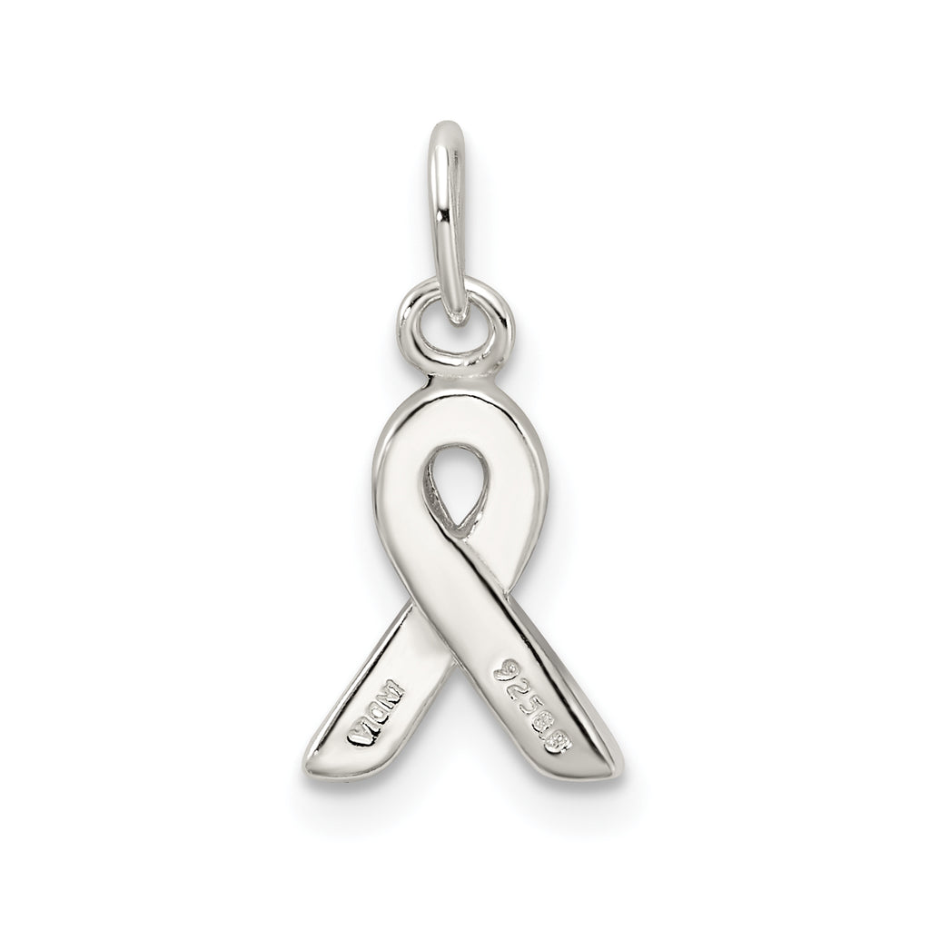 Sterling Silver 925 Black Enameled Awareness Charm Polished Finish