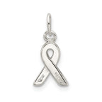 Sterling Silver 925 Black Enameled Awareness Charm Polished Finish