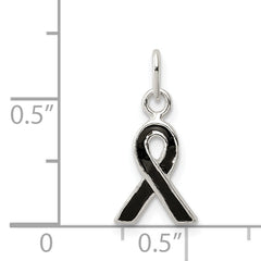 Sterling Silver 925 Black Enameled Awareness Charm Polished Finish
