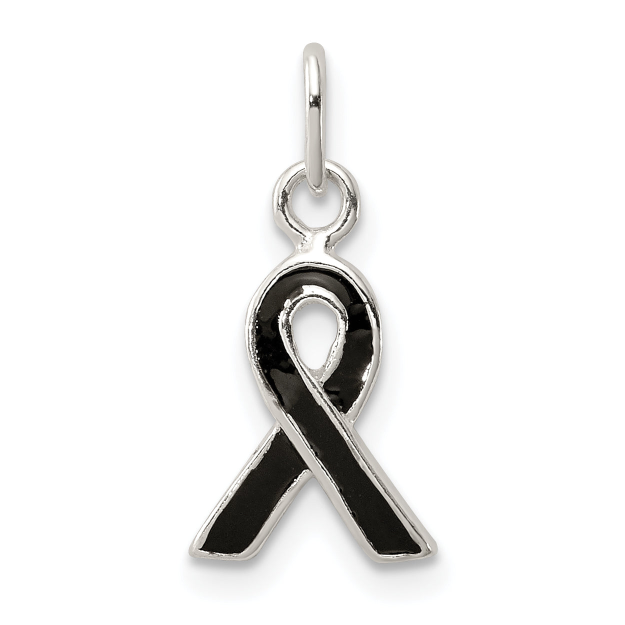 Sterling Silver Black Enameled Awareness Charm Main image